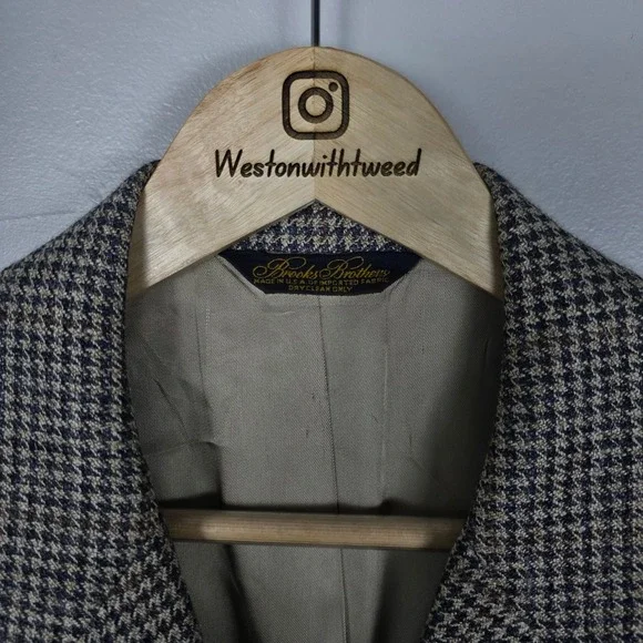 Brooks Brothers Houndstooth Sport Coat Blazer Wool Jacket Men 42S